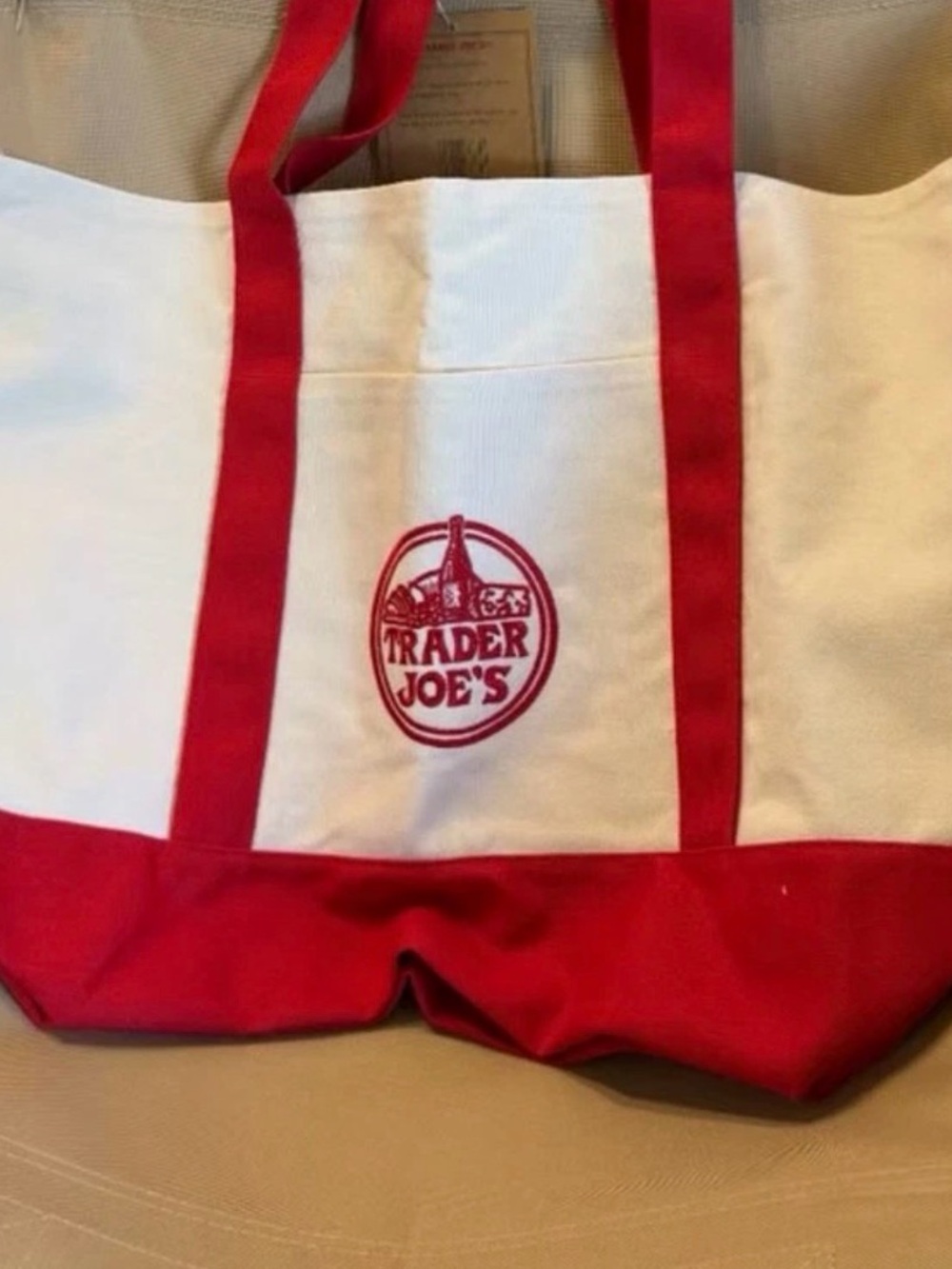 Trader Joe’s Canvas Tote Bag Bundle | Navy NWT + Red NWOT - Picture 3 of 8